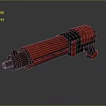 Detailed Red Futuristic Mechanical Weapon With Metallic Barrel And Modern Design
