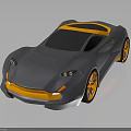 Modern Silver Sports Car with Orange Accents Sleek Design And Transparent Roof