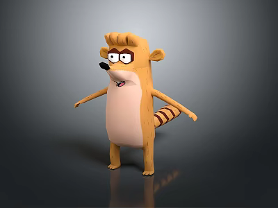 Cartoon Creature Character Standing With Striped Tail Playful Pose 3d model