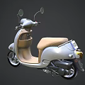 Modern Silver Scooter With Beige Seat Sleek Design And Side Mirrors