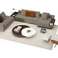 Modern Fabric Sofa Coffee Table Set With Cushions Side Table And Area Rug 3d model
