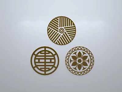 Chinese-style window grilles silhouette pane window sill border openwork window 3d model