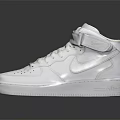 White High Top Sneakers With Velcro Straps And White Upper On Black Background