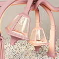 Pink Curved Street Lamps Photo Spot With Two Lamp Shades And Colorful Pebble Floor