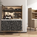 Modern Hotel Room Mini Bar Cabinet 3d model