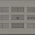 Various Black Decorative Railings With Intricate Patterns And Different Designs Displayed 3d model