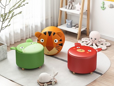 Modern sofa stool children'small stool 3d model