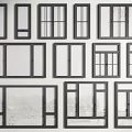 Various Modern Casement Windows with Different Design Styles and Frame Options 3d model