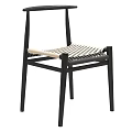 Minimalist Modern Leisure Chair Featuring Black Wooden Frame And Woven Seat Design