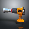 Spoll Yellow Impact Wrench Power Tool With Black Red Handle And Silver Socket 3d model