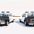 Police Functional Vehicles Displaying Emergency Lights POLICE Branding Front And Rear Views