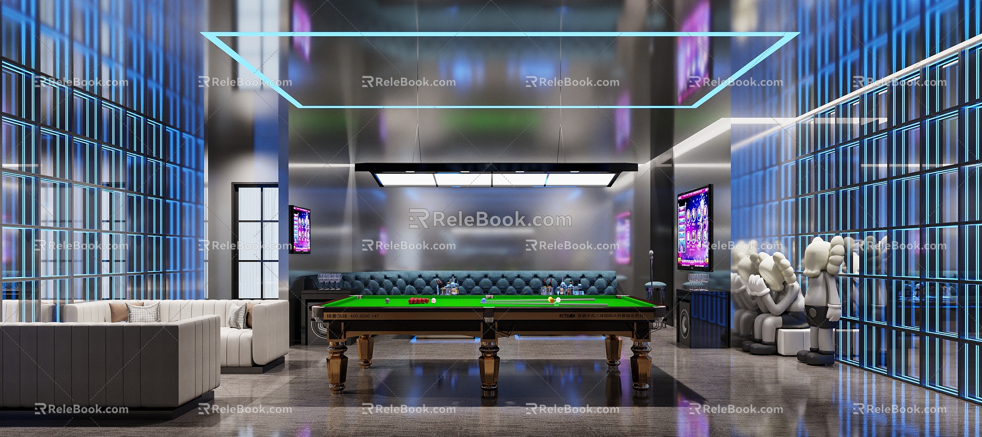 Industrial Style Billiards Room Billiards Hall Billiards Club Billiards Entertainment Room Billiards Table Billiards Room Box 3d model