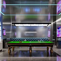 Modern Billiard Room Design With Pool Table And Luxury Sofas 3d model