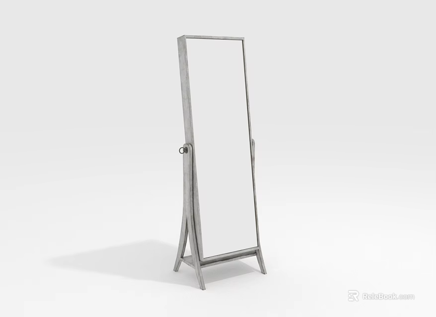 Contemporary Full Length Floor Mirror With Metal Stand And Stable Base 3d model 