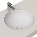 White Undermount Washbasin With Silver Faucet On Light Countertop Surface 3d model