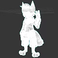 3D Sculpture of Cartoon Animal Character in Red Hoodie and Gray Shorts Waving Pose