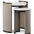 Modern Round Side Tables With Wooden Frames And Smooth Marble Tabletops Design 3d model