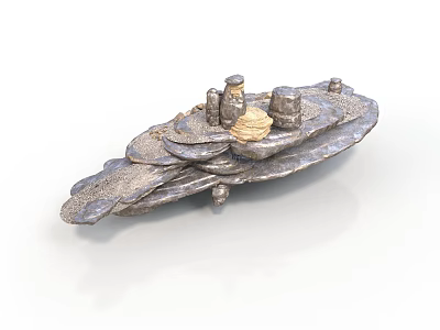 Metallic Water Vehicle Model With Tower Like Structures And Platform Design 3d model