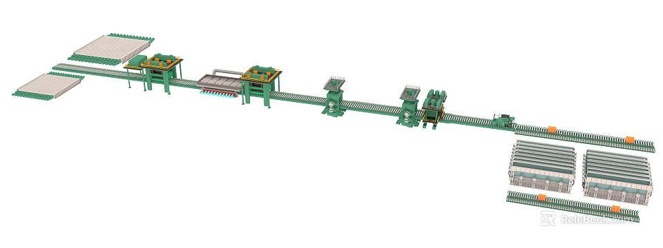 Industrial Production Equipment Line With Conveyor Systems Mechanical Units And Processing Modules 3d model 