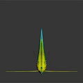 Vibrant Aquatic Animal 3D Model Yellow Green Blue Fins Angler Lure Sharp Teeth Fierce Look