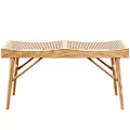 Modern Wooden Stool With Woven Seat And Natural Wood Frame Design