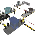 Security Gate System With Guard Booth Barrier Gates And Vehicle Access Control 3d model