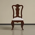 Traditional Dark Brown Wooden Dining Chair With Carved Backrest And White Padded Seat