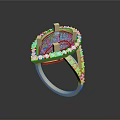 Gold Ring With Large Blue Gemstone And Small Diamond Decorations For Daily Life