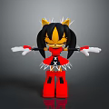 Stylish Game And Movie Character With Black Hair Yellow Ears Red Outfit White Spiked Decorations