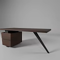Modern Dark Brown Office Desk With Drawers Black Legs And Sleek Design
