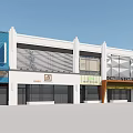 Modern Commercial Street With Colorful Storefronts Retail Shops And Glass Windows