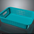 Durable Blue Plastic Perforated Storage Basket Ideal for Home Organizing Needs 3d model