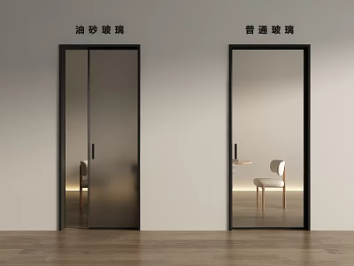 Modern Sliding Doors with Frosted Glass and Clear Glass in Interior 3d model