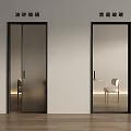 Modern Sliding Doors with Frosted Glass and Clear Glass in Interior