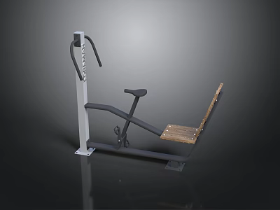 Modern Building Interior Gym Space Featuring Fitness Equipment With Wooden Seat 3d model