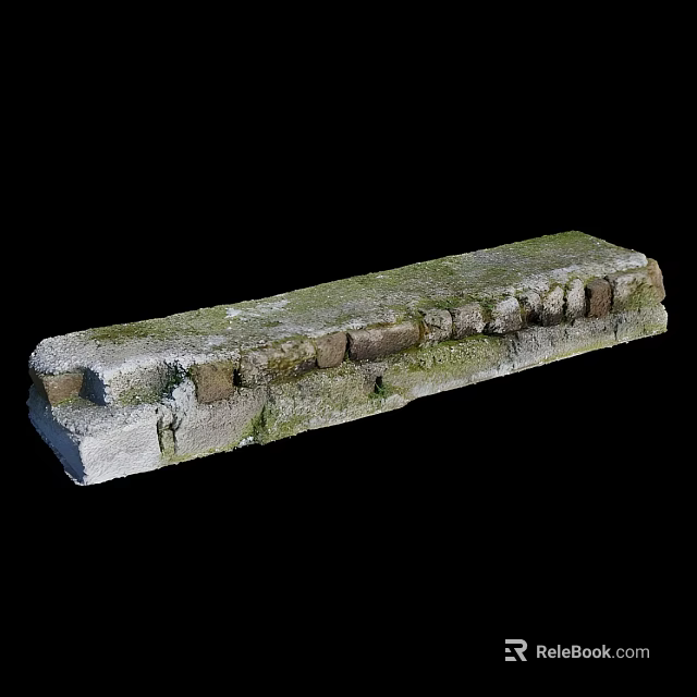 Ancient Moss Covered Stone Building Exterior Wall With Rough Textured Surface 3d model