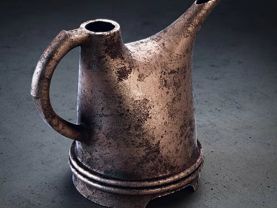 Antique Vintage Metal Teapot Featuring Rustic Texture And Layered Base Design 3d model