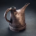 Antique Vintage Metal Teapot Featuring Rustic Texture And Layered Base Design 3d model