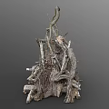 Natural Wood Pile With Stacked Branches Bark Covered Logs And Twigs