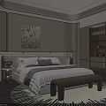 Modern Bedroom Interior Design With Bed Artwork Plants Bench Wardrobe And Zebra Print Rug