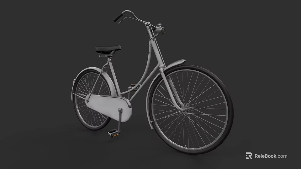 Stylish Vintage Bicycle With Silver Frame Black Seat And Classic Design 3d model 