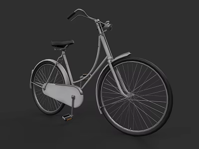 Stylish Vintage Bicycle With Silver Frame Black Seat And Classic Design 3d model