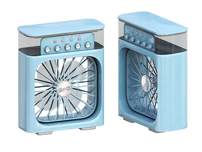 Two Blue Air Cooler Fans With Modern Compact Design For Home Cooling 3d model