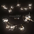 Modern Branching Bubble Chandelier With Glass Balls And Brass Frame Design
