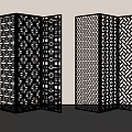 Modern Intricate Metal Room Divider Screens With Geometric Patterns And Light Effects 3d model