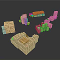 Packed Household Items With Brown Cardboard Boxes And Cylindrical Paper Tubes