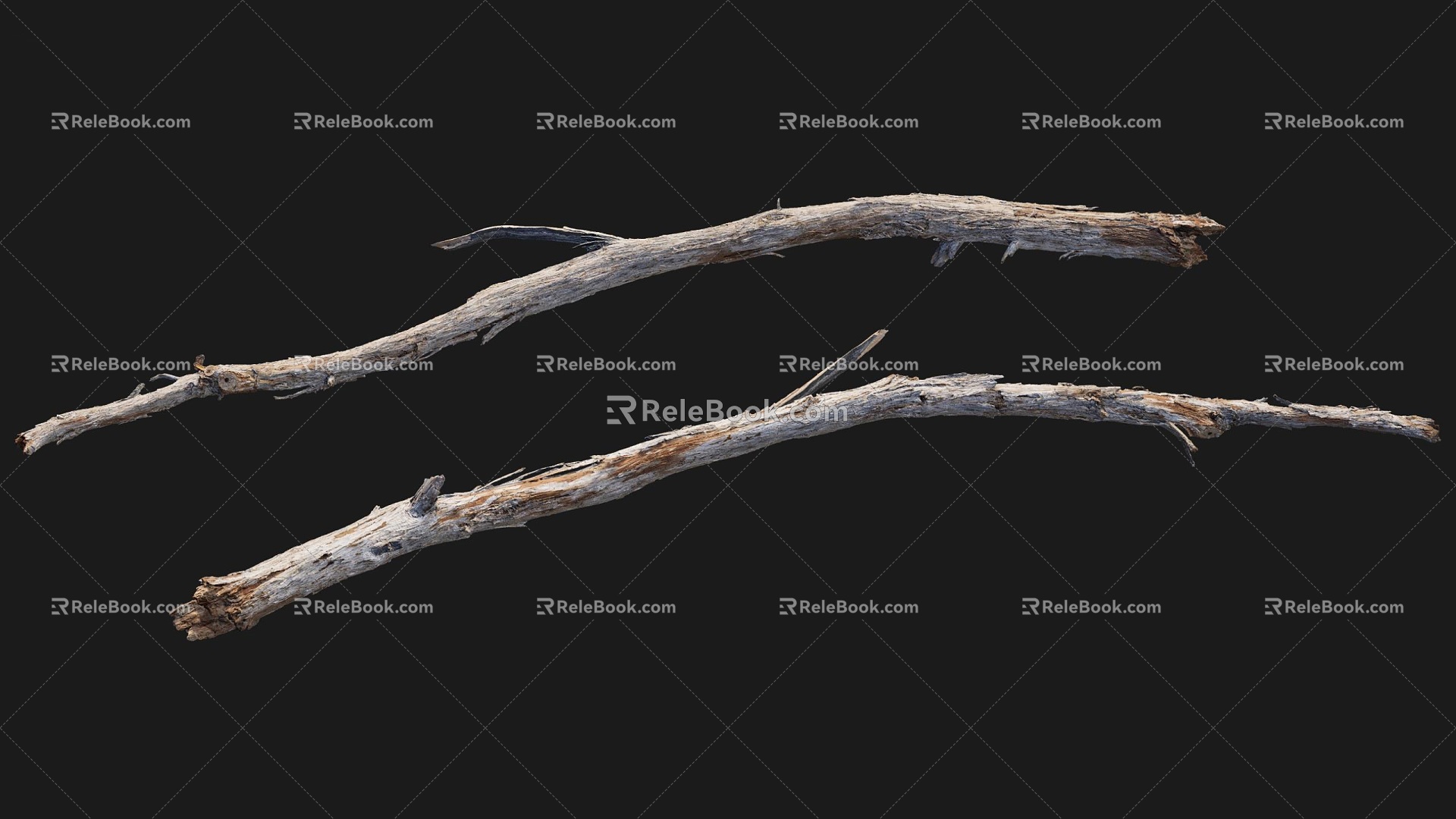 Dead trunk realistic branch by sketch props match game elements 3d model