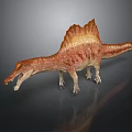 Red Brown Dinosaur Model With Spiked Sail And Detailed Texture On Dark Background