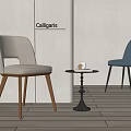 Elegant Modern Interior Table And Chair Set With Light Gray Blue Chairs Wooden Metal Legs