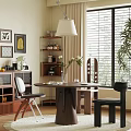Middle style dining table and chair 3d model